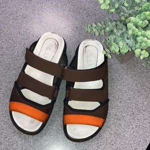 MARNI sz 39 RARE made in Italy color block FUSSBETT 3 strap Velcro sandals AS IS